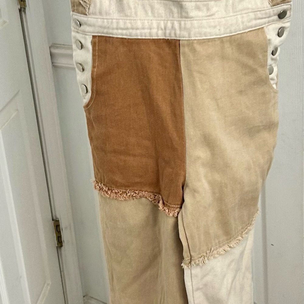 Blue Blush Patchwork Overalls NWOT - image 3